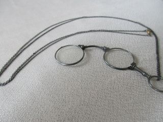 Antique Folding Lorgnette With 60 " Chain W Watch Fittings Closure Interesting