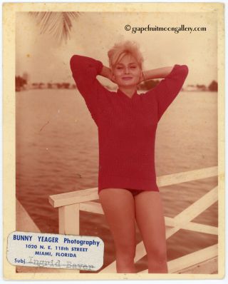Rare Bunny Yeager 4 " X 5 " Color Photograph Pretty Blonde Model Ingrid Bayer