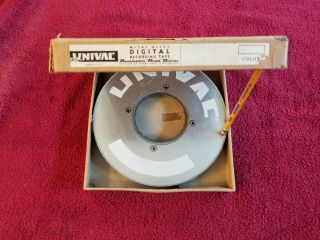 Rare Remington Rand Computer 1950s Univac Metal Tape Reel,  W/ Punch Cards