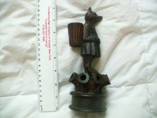 8 Inch Antique Hand Carved Hard Wood Statue Pipe Or Cigarette Holder