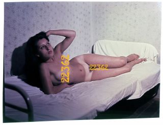 Nude Girl Dreaming On Bed,  Shadow,  Vintage Fine Art Dia Slide 1970 