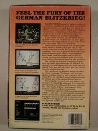 RARE Panzer Strike SSI Strategic Simulations Wargame for Apple II 5.  25 