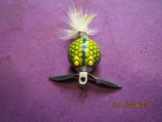 Vintage Worth Flutter Fin Fishing Lure Green & Yellow Scale