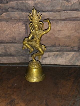 Antique/vintage Brass 4.  5 " Tall Shiva Nataraja Lord Of Dance Hindu God Bell