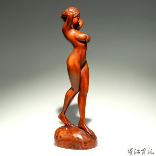 Collect China Old Boxwood Hand - Carved Naked Belle Delicate Unique Decor Statue 3
