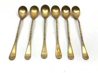 Vintage Set Of 6 Gold - Toned Desert Spoons By Waldo Company He Holmes & Edwards