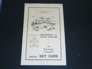 1952 - 53 Rare Friendly Middlesbrough V Aberdeen