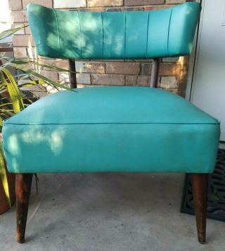 Rare Vtg Turquoise Mid Century Modern Mcm Kroehler Barrel Chair Spectacular