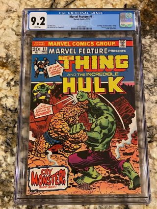 Marvel Feature 11 Cgc 9.  2 Rare White Pages Hulk Vs Thing Looks Nicer Invest Now