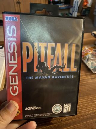 Sega Genesis Pitfal Complete With Poster Rare