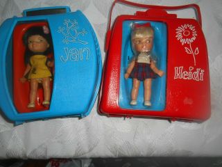 Vintage Heidi & Jan Doll In Plastic Case With Extra Clothes & Some Accessories