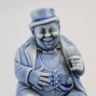 Rare Antique Figural Miniature Decanter Schafer & Vater Blue " In The Bar " Bottle