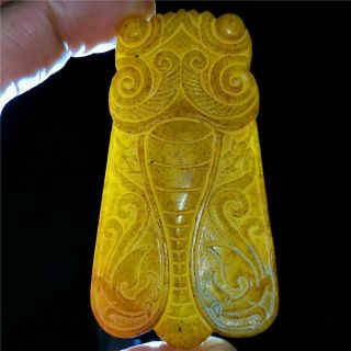 Chinese Old Rare Jade Jadeite Two Sides Hand - Carved Pendant Necklace Cicada