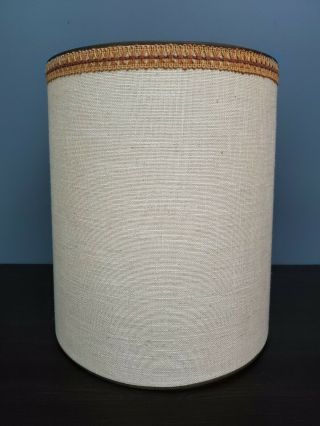 Vintage Mid Century Modern Drum Lamp Shade Barrel Linen Retro