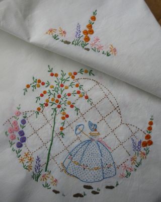 Vintage Hand Embroidered Tablecloth 