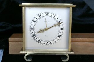 Rare - Vintage Heavy Tiffany Co.  Bronze Or Brass Square Mantel Desk 8 - Day Clock