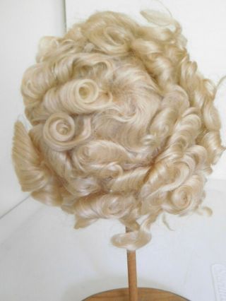 Vintage Antique Platinum Blonde Curly Mohair Doll Wig Size 11 S.  Temple Type
