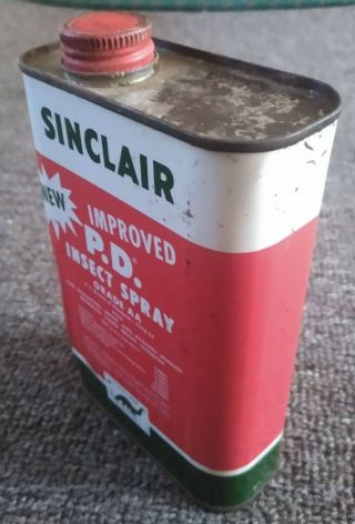 Rare Old Sinclair Oil Co.  " P.  D.  Insect Spray " Pint Can.  Full.  Cool