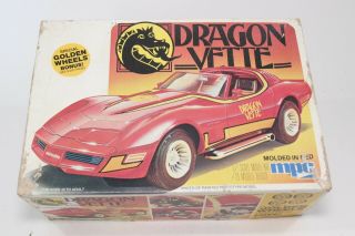 Mpc Dragon Vette 1982 Model Kit 1:25 Golden Wheels Open Box Corvette Custom