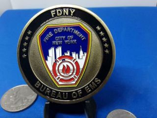 Crazy Rare 3/ 25 Fdny Ems Bureau Pansemic Response Blk Ring Challenge Coin