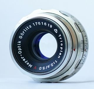 Rare Meyer - Optik Gorlitz Trioplan Red V f/2.  9 50mm Lens Exakta Unique Bokeh 3