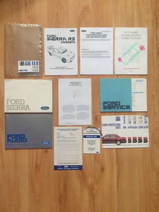 Rare Ford 1987 Sierra Rs Cosworth 3 Door Owners Manuals & Handbook Pack