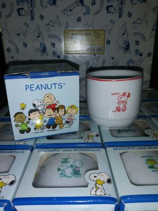 Rare Peanuts Tea Cups Set Of 16 Snoopy Charlie Brown Hong Kong
