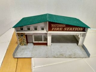 Rare Vintage Lesney Matchbox 1963 Mf1a1 Cream Fire Station Green Roof Brick Face