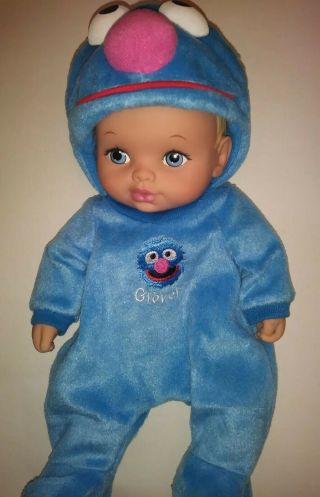 Water Babies Baby 12 " Doll Grover Sesame Street Lauer Toys 1990 Vtg