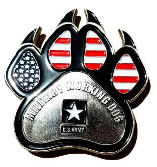Rare Us Army K - 9 Military Police Dog Paw Print Challenge Coin Mos 31k