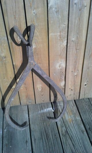 Gifford Antique Metal Ice Block Log Tongs Vintage Primitive Cabin Farm Tools