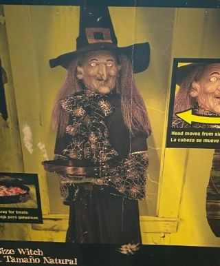 Gemmy Life Size Witch With Candy Dish - Animated Halloween Prop W/box - Rare