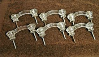 6 Vintage Clear Glass Cabinet/drawer Pulls