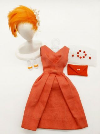 Vintage Barbie Orange Coral Campus Belle Dress Near Perfect Htf