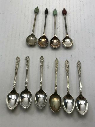 2x Vintage Epns Silver Plated Tea Spoons - Man & Olive Handles Ca03 /t1 (t36)