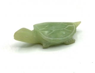 Vintage Miniature Light Green Jade Sea Turtle Figurine Hand Carved