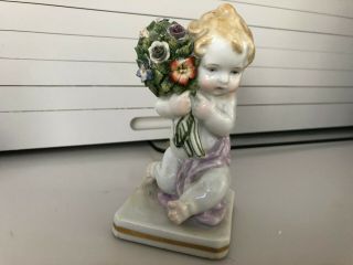Vintage Karl Ens Volkstedt German Figurine baby with flower bouquet 2