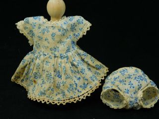 Rare 1950 Vogue Ginny Doll Blue Floral Dress & Matching Panties Tagged