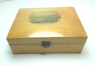 Antique Mauchline Ware Wooden Box Transfer Ware The Pier Herne Bay