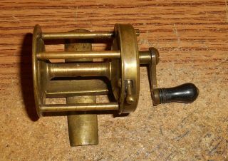 Very Early Solid Brass 25 Yd.  Casting Reel With Stop Latch/very Rare