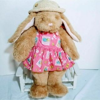 Vintage Build - A - Bear Floppy Rabbit Bunny Plush Flower Dress Stuffed Animal