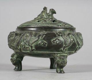 Chinese Bronze Incense Burner Qianlong Mark
