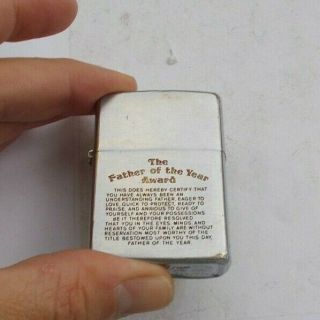 Rare Vintage Zippo Cigarette Lighter The Father Of The Year Award Early Look Nr