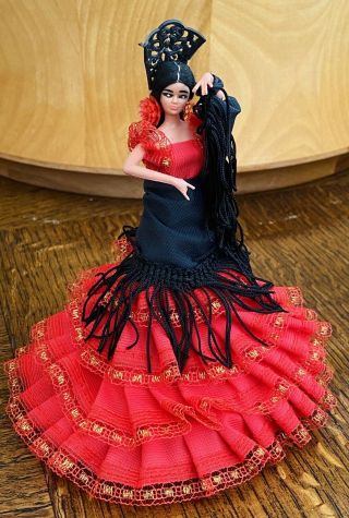 Vintage Marin Chiclana? Spanish Flamenco Dancer Dolls Made In Spain Red Black