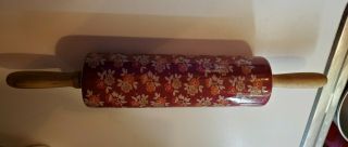 Pioneer Woman Rolling Pin Rare Burgundy Autumn Harvest Fall Flowers
