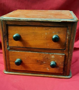 Victorian Table Top Miniature Chest Of Drawers / Work Box 8.  5 × 7 × 7 Inches