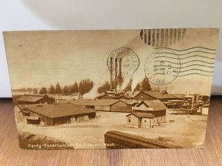 Antique Vintage Rppc Real Photo Post Card 1911 Everett Wa Ferry Baker Lumber Co