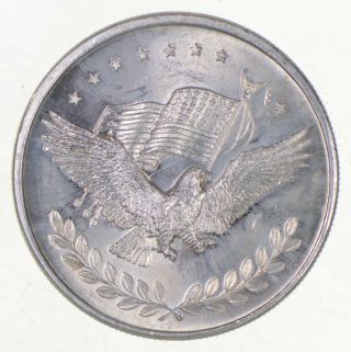 Rare Silver 1 Troy Oz.  American Eagle & Flag Round.  999 Fine Silver 939