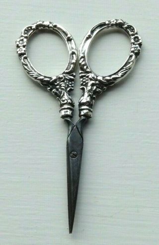 Antique Small Silver Handled Sewing Scissors
