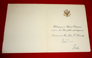 Rare John F Kennedy 1959 Christmas Card As Senator - Signed " Love Jack "